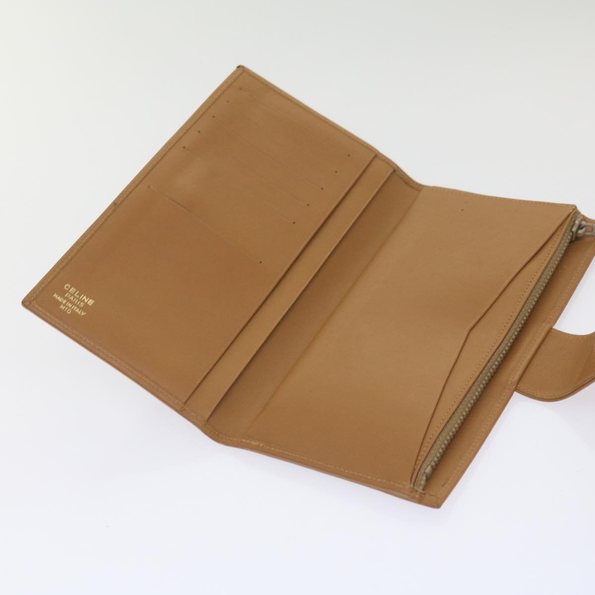 CELINE Macadam Canvas Long Wallet PVC Leather Brown Auth am5873