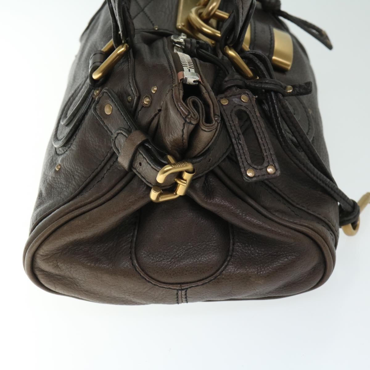 Chloe Paddington Hand Bag Leather Brown Auth am5880