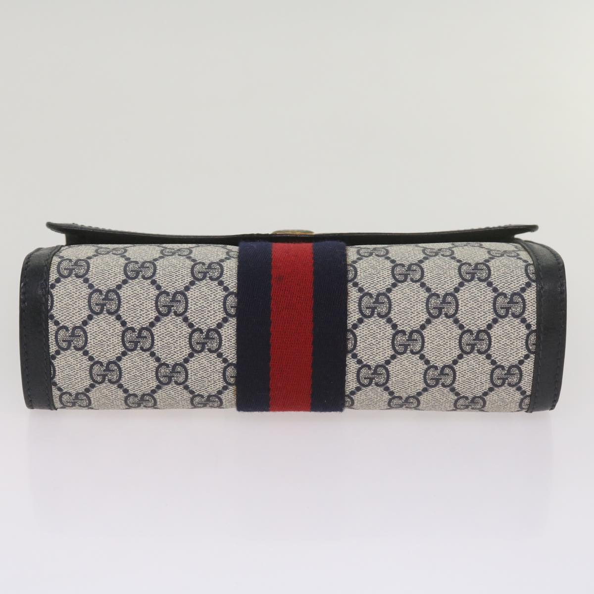 GUCCI GG Supreme Sherry Line Clutch Bag PVC Red Navy 89 01 006 Auth am5895