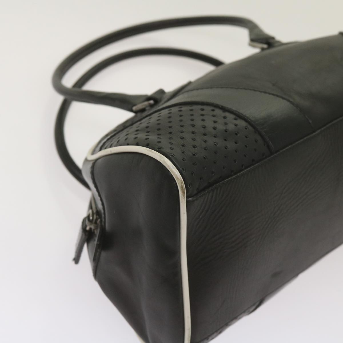 PRADA Hand Bag Leather Black Auth am5903