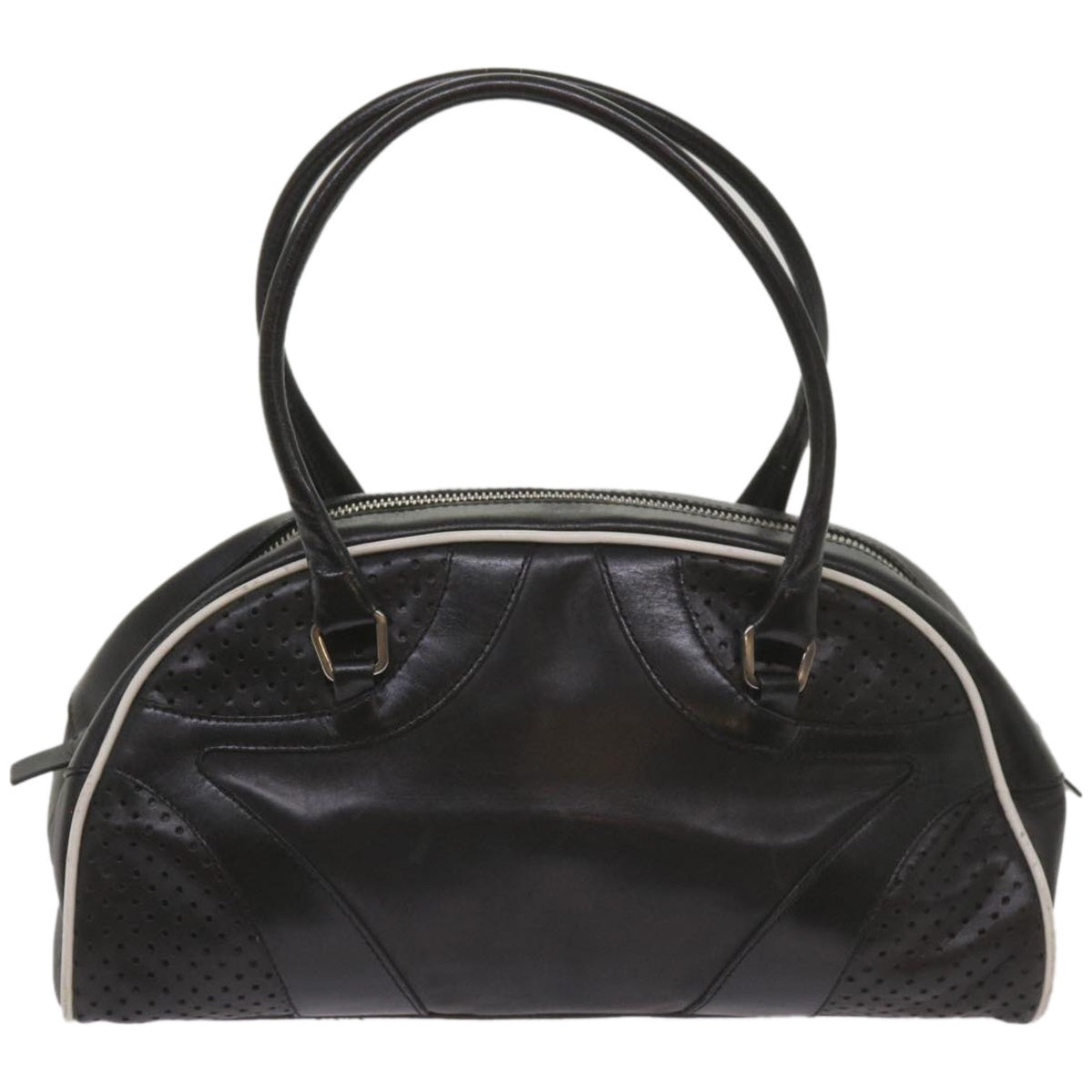 PRADA Hand Bag Leather Black Auth am5903 - 0