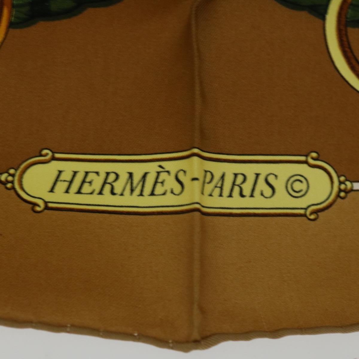 HERMES Carre 90 Harness motif Scarf Silk Brown Auth am5907