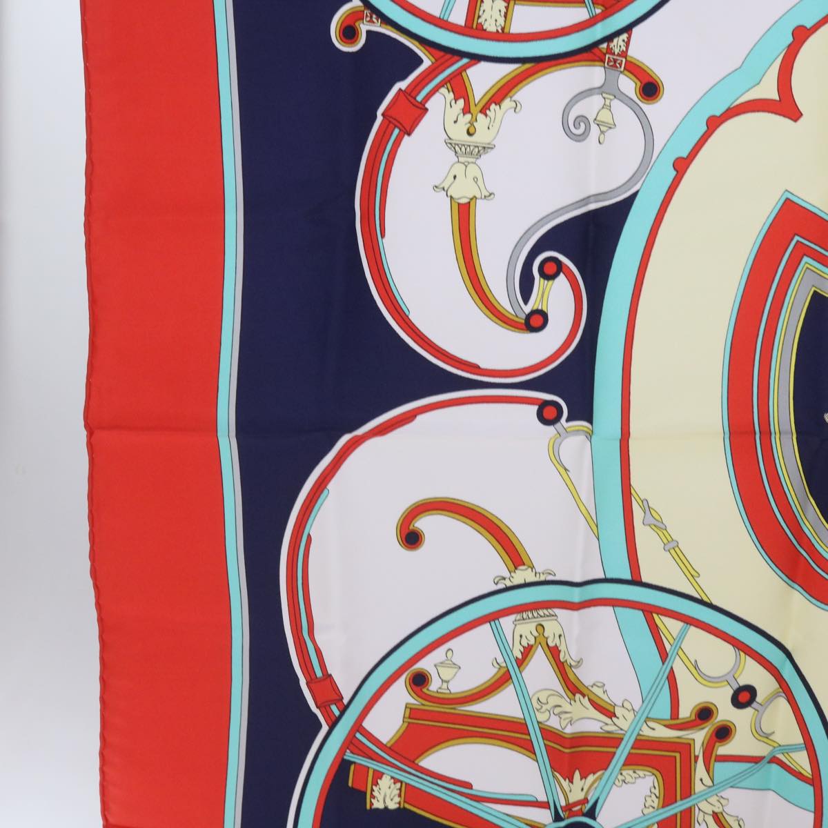 HERMES Carre 90 WASHINGTON’S CARRIAGE Scarf Silk Red Auth am5911
