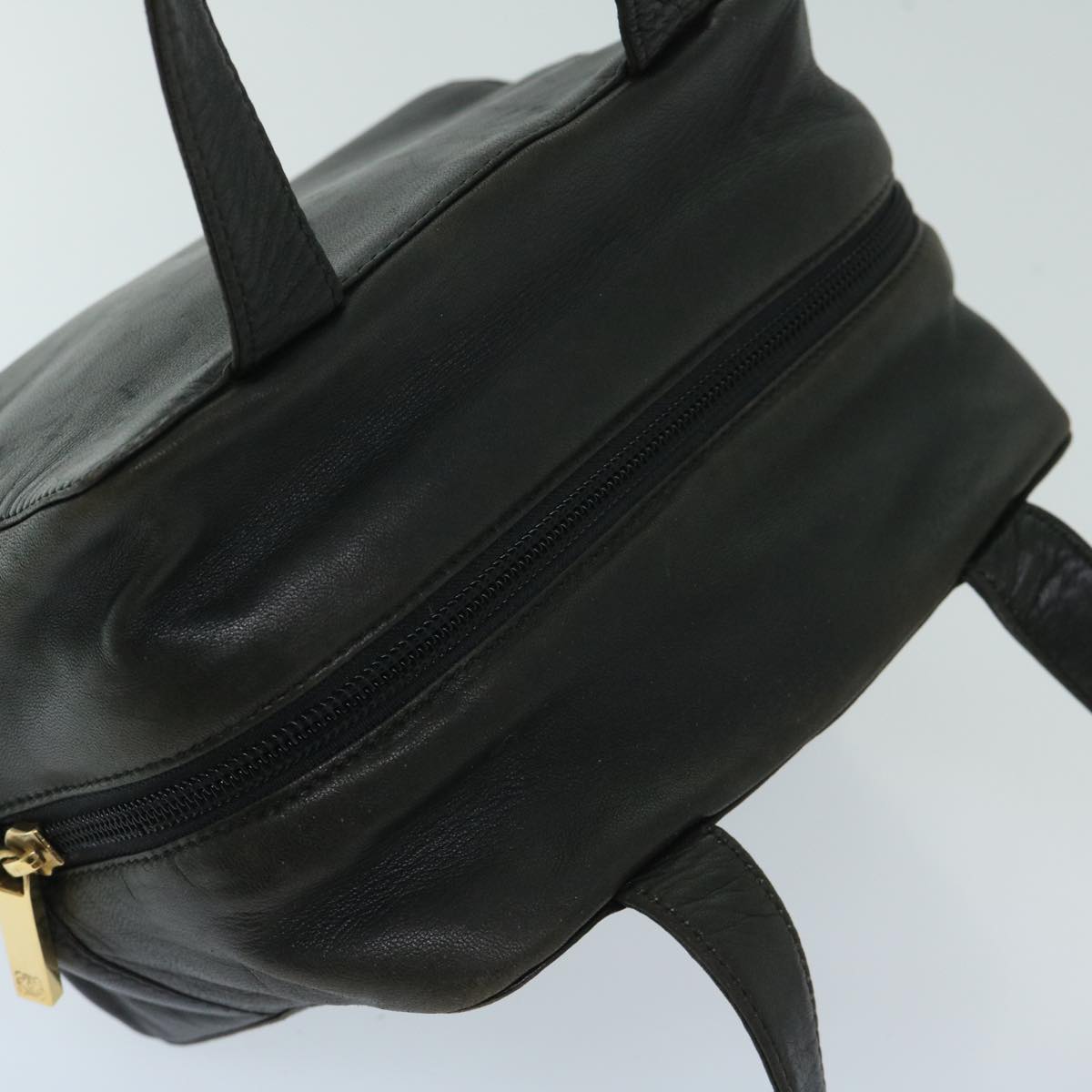 LOEWE Anagram Hand Bag Leather Black Auth am5935