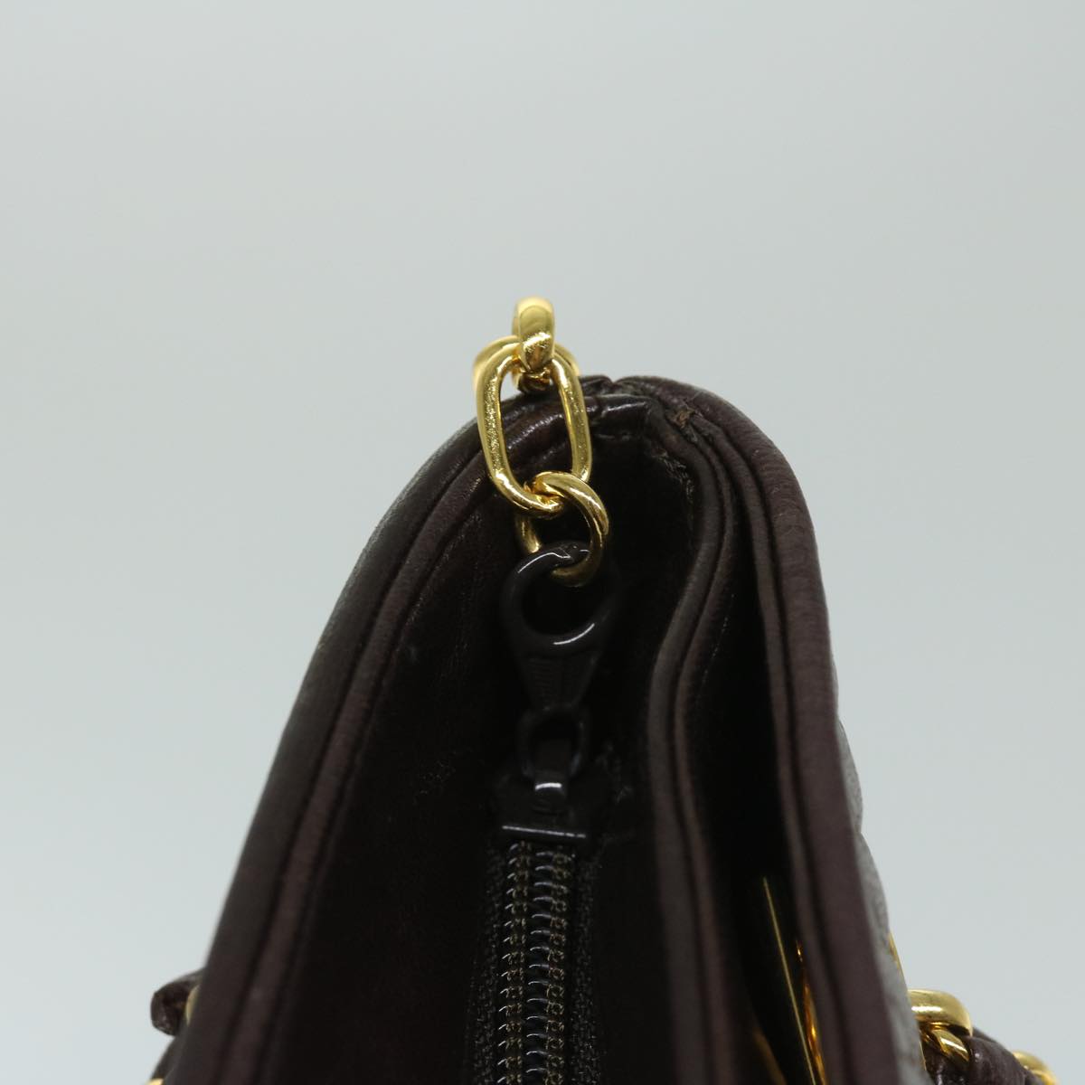 BALLY Quilted Chain Shoulder Bag Leather Brown Auth am5940