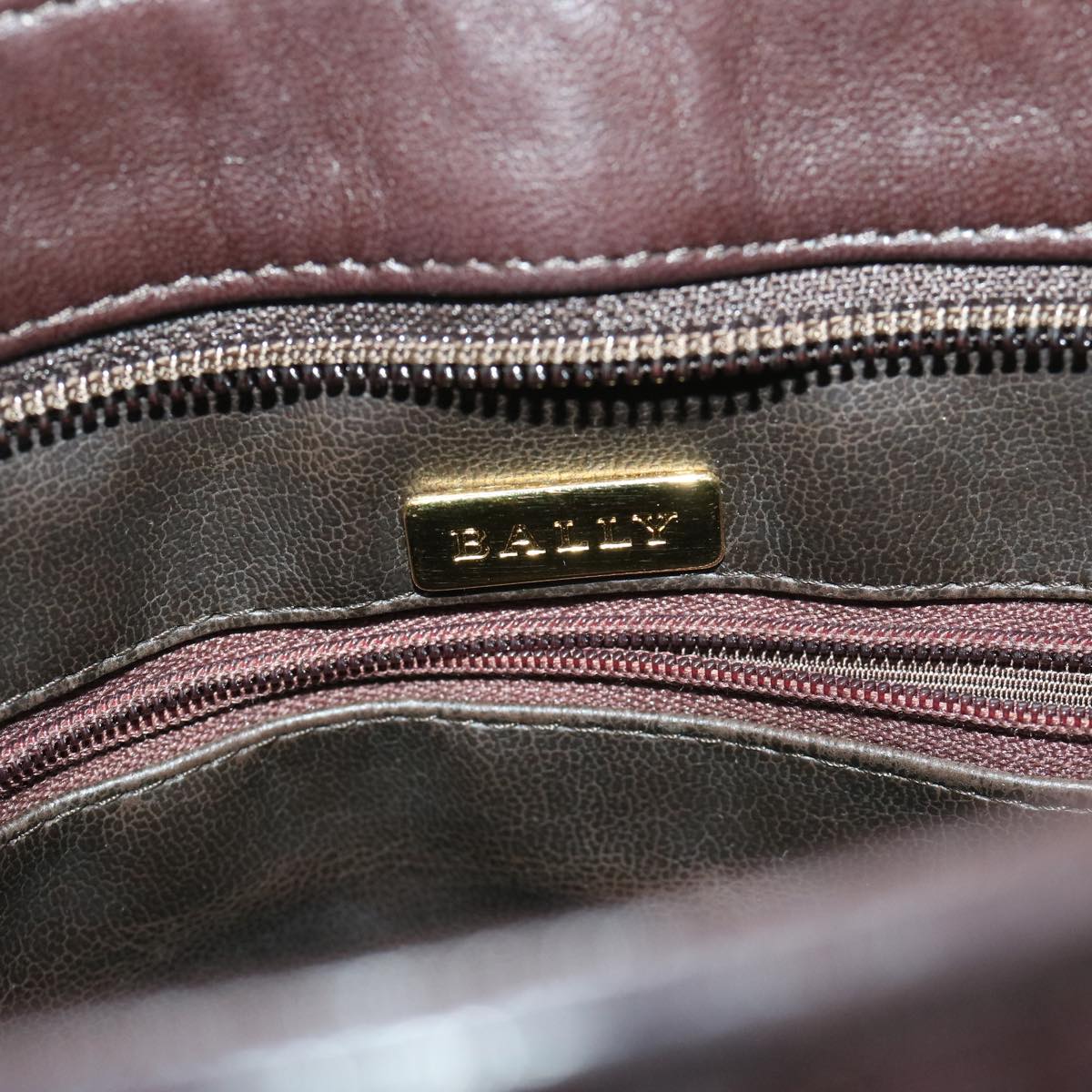 BALLY Quilted Chain Shoulder Bag Leather Brown Auth am5940