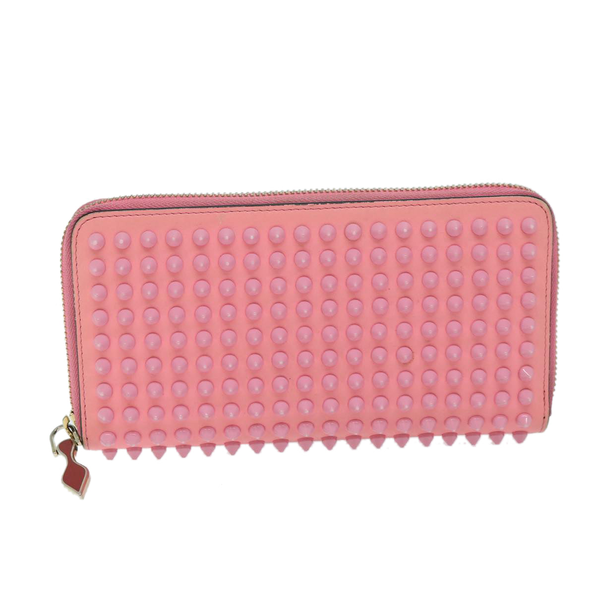 Christian Louboutin Studs Long Wallet Leather Pink Auth am5941 - 0