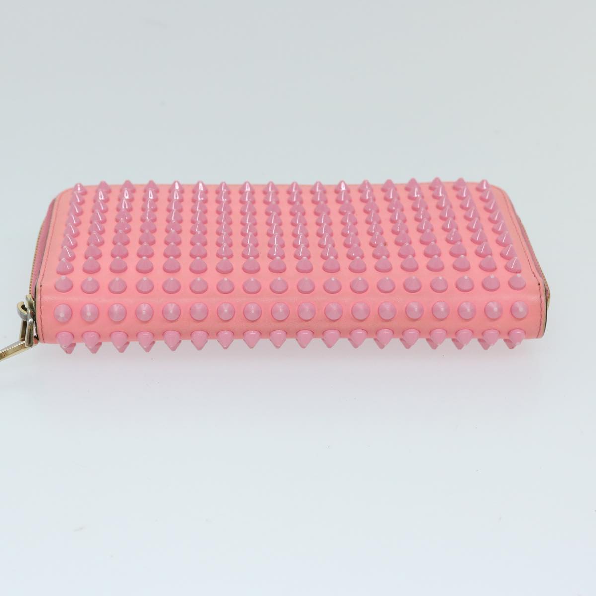 Christian Louboutin Studs Long Wallet Leather Pink Auth am5941