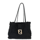 FENDI Zucca Canvas Shoulder Bag Black Auth am5951-13