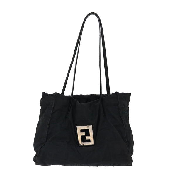 FENDI Zucca Canvas Shoulder Bag Black Auth am5951