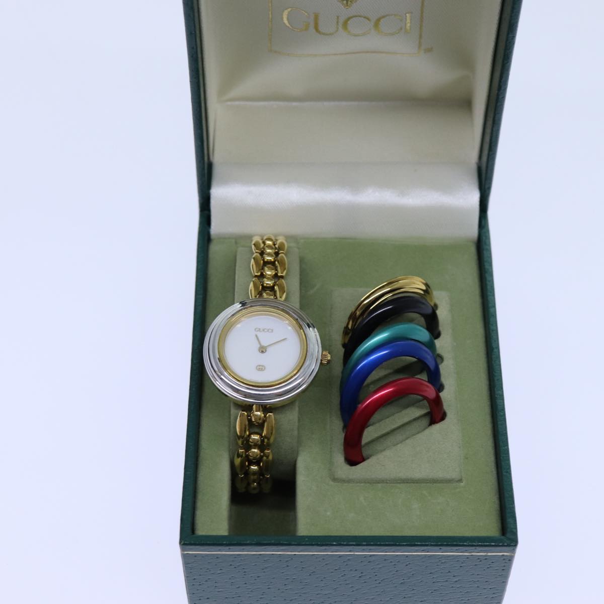 GUCCI Bezel 6 Metallic Color Watches Gold Silver Multicolor Auth am5958