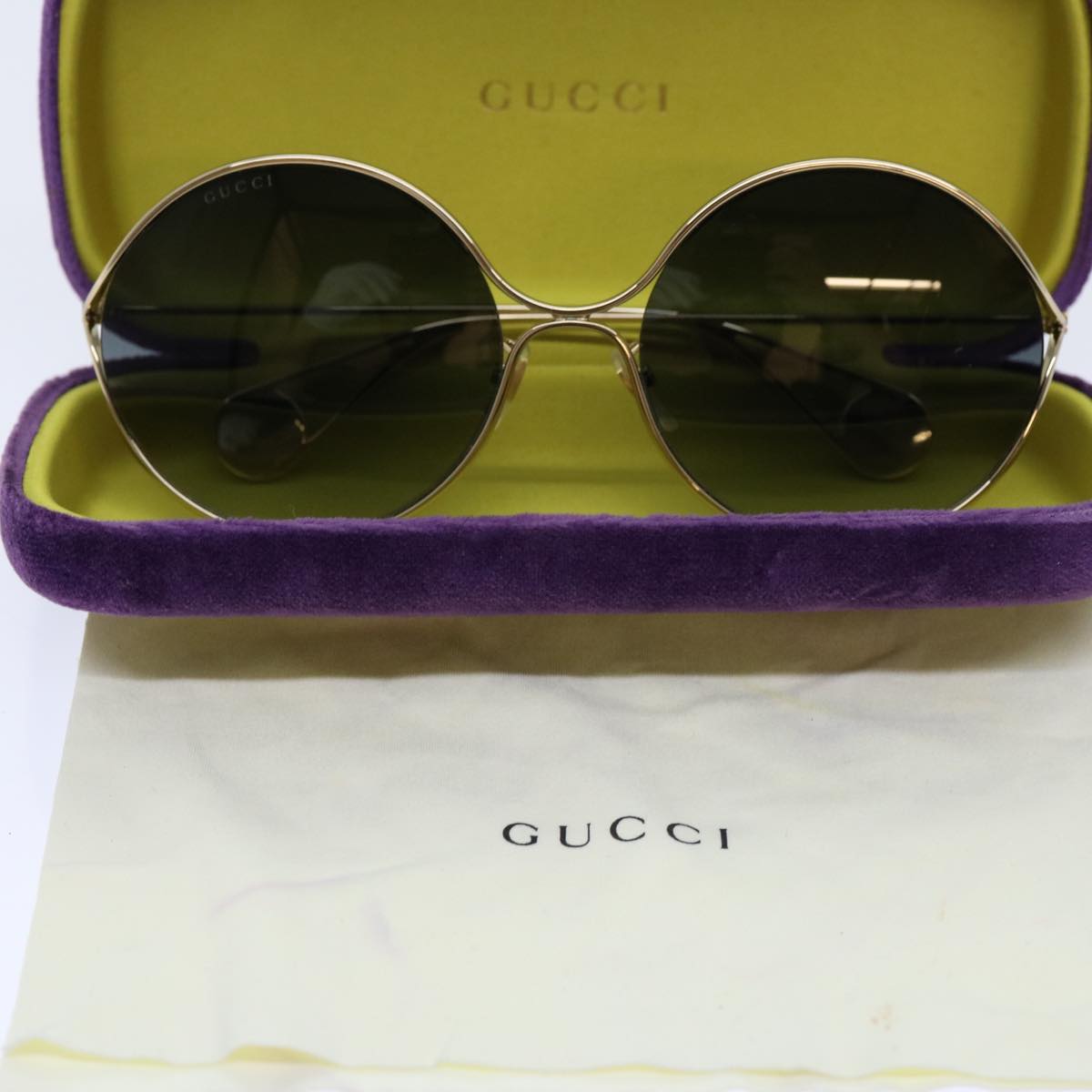 GUCCI Sunglasses metal Gold GG0253SA Auth am5964