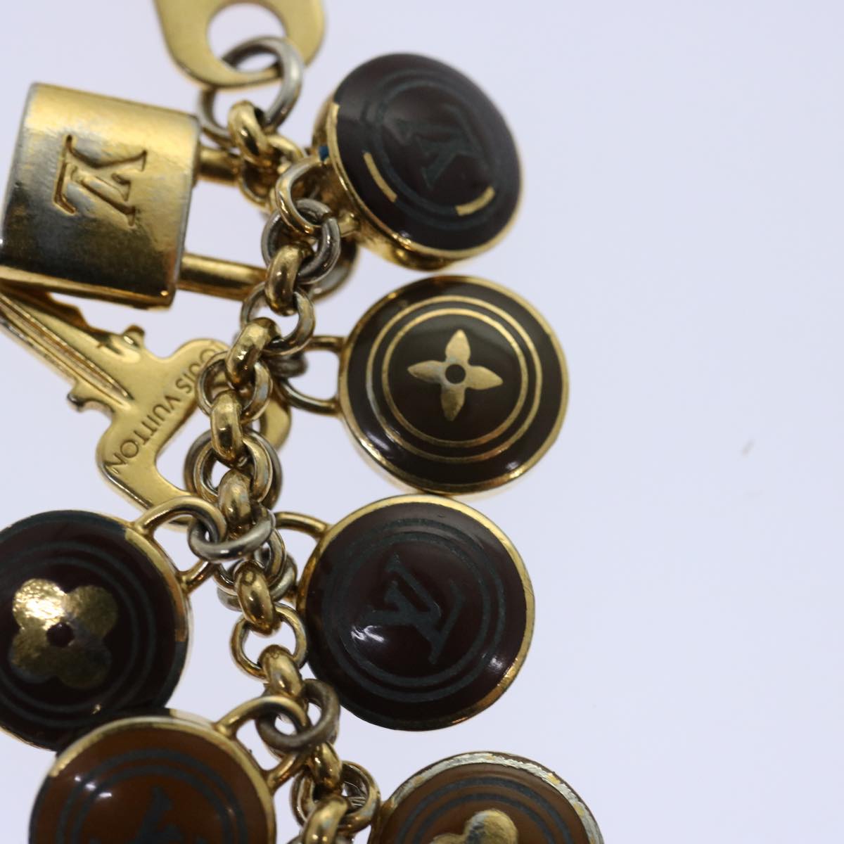 LOUIS VUITTON Monogram Porte Cles Pastille Charm Gold Tone M65387 LV Auth am5965