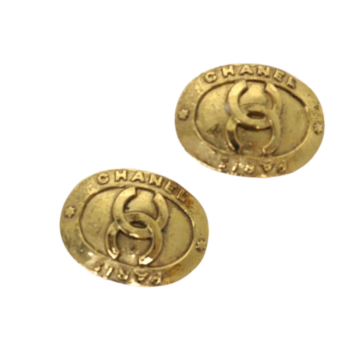 CHANEL Earring Gold CC Auth am5967