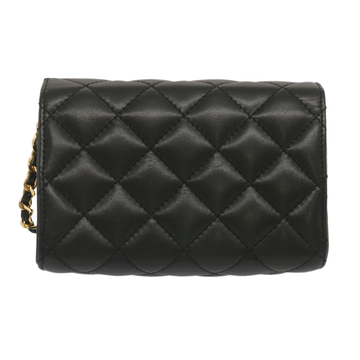 GIVENCHY Quilted Chain Shoulder Bag Leather Black Auth am5981 - 0