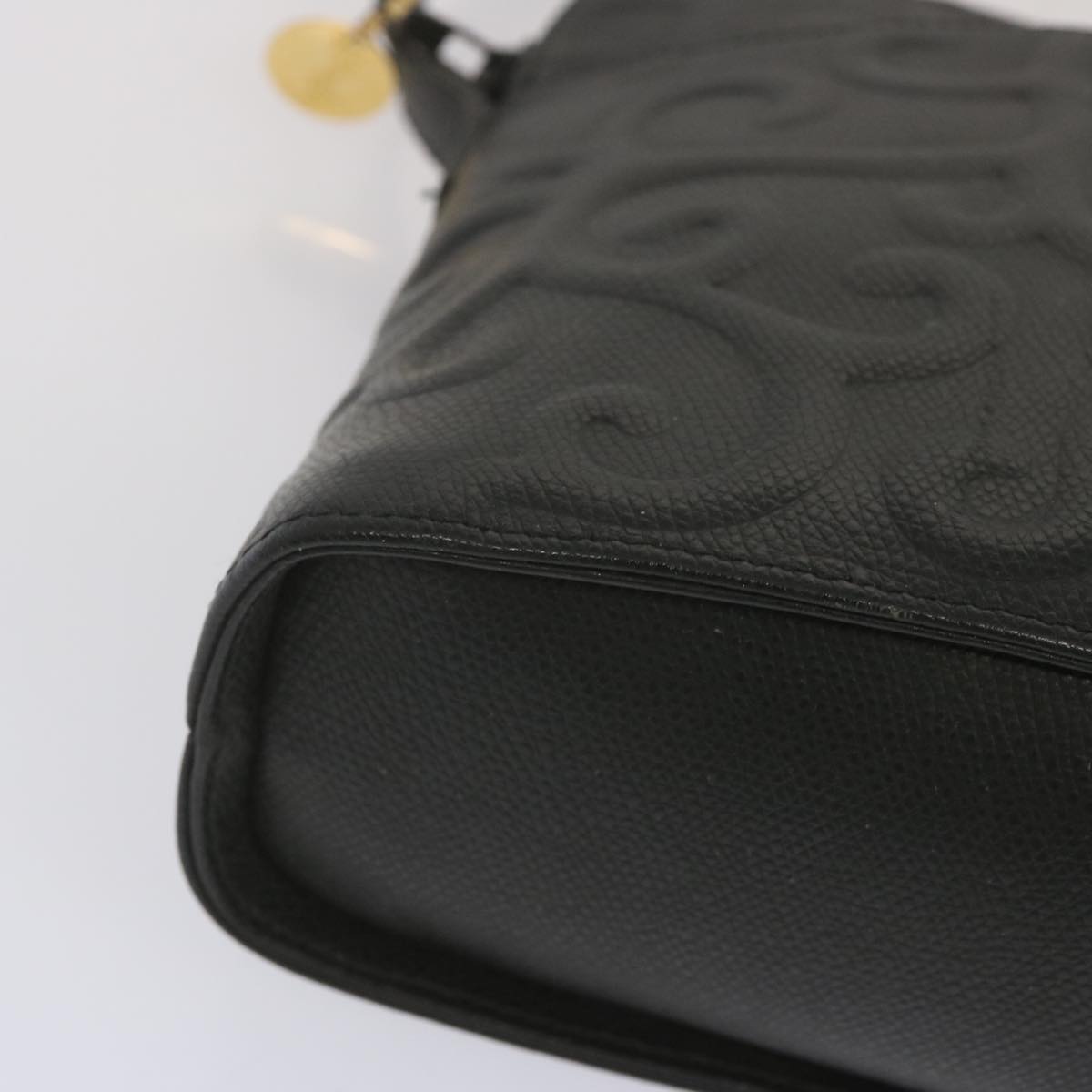 SAINT LAURENT Arabesque Pattern Shoulder Bag Leather Black Auth am5989