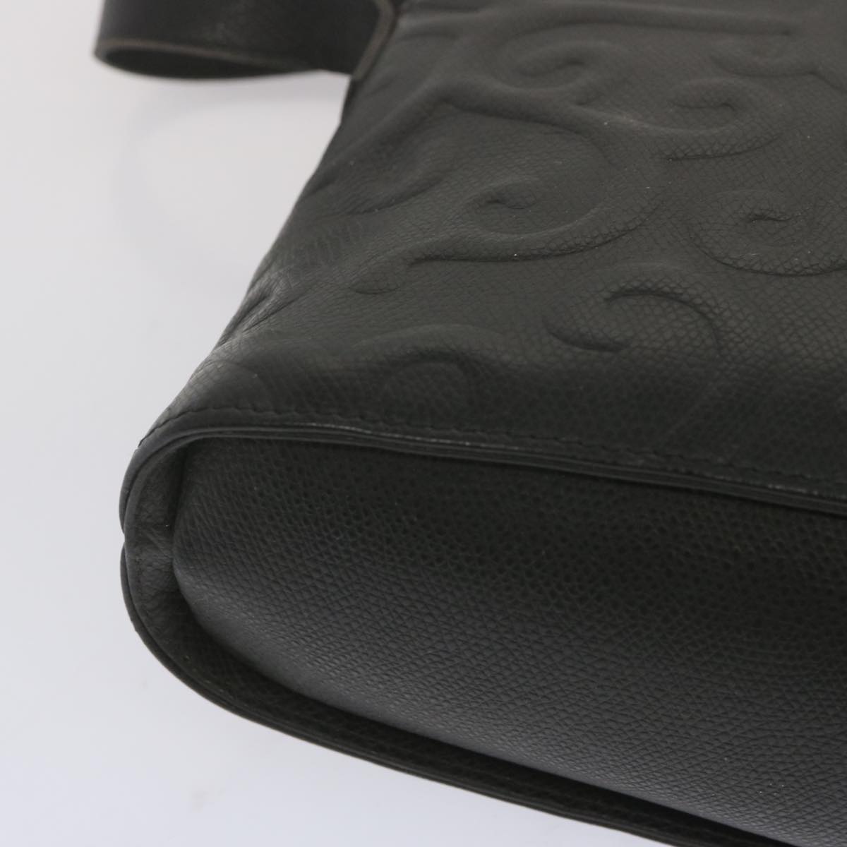 SAINT LAURENT Arabesque Pattern Shoulder Bag Leather Black Auth am5989