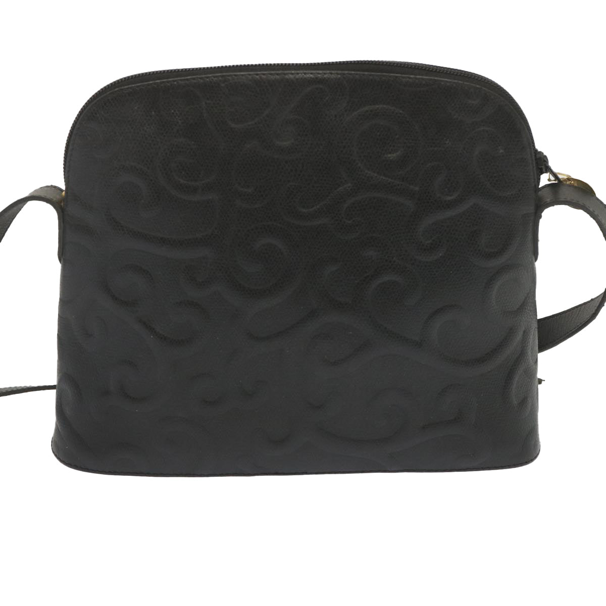 SAINT LAURENT Arabesque Pattern Shoulder Bag Leather Black Auth am5989 - 0