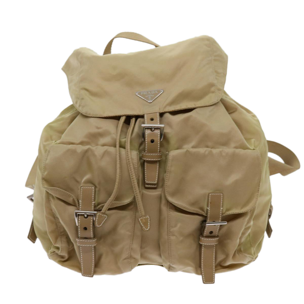 PRADA Backpack Nylon Beige Auth am5991