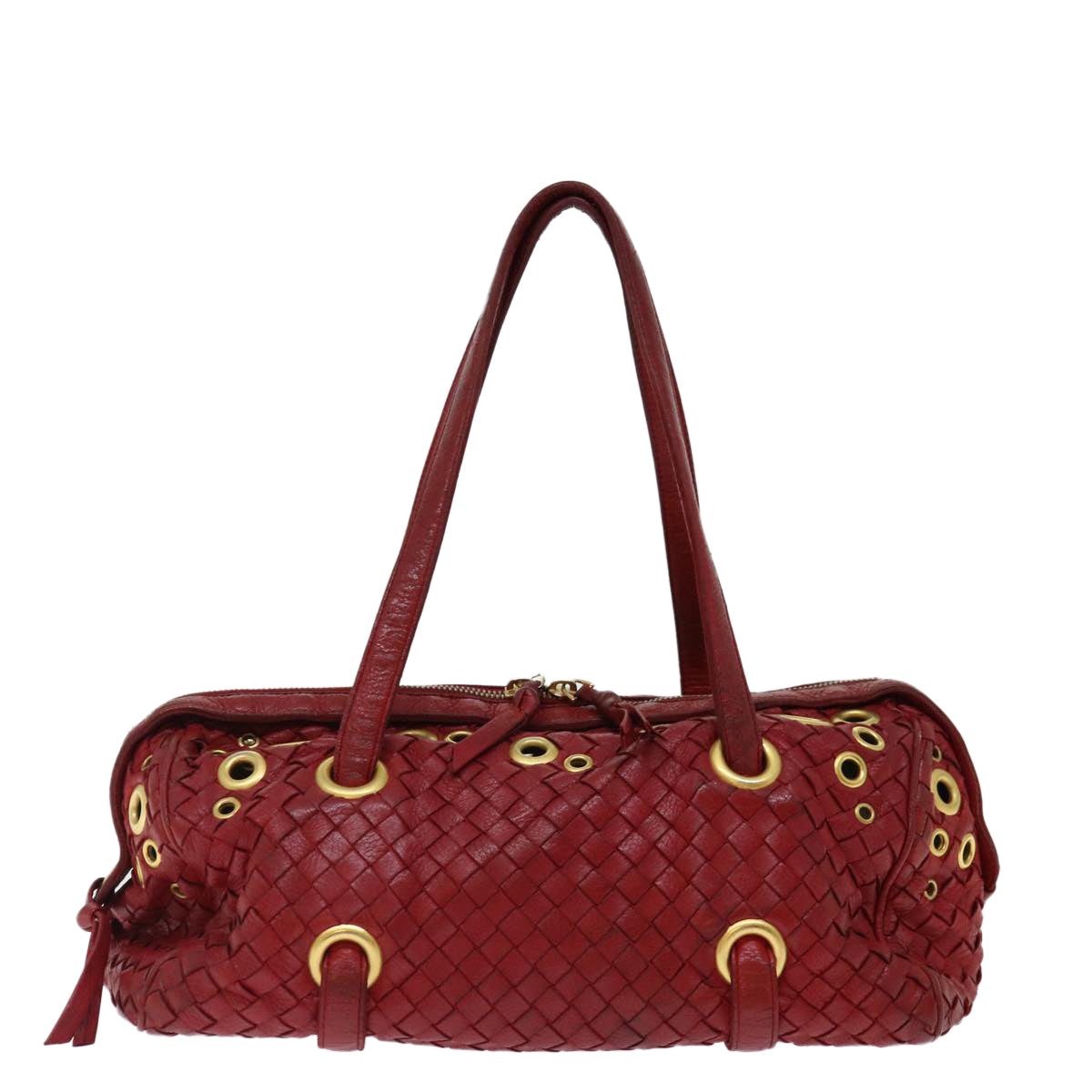BOTTEGA VENETA INTRECCIATO Shoulder Bag Leather outlet Red Auth am5994 - 0