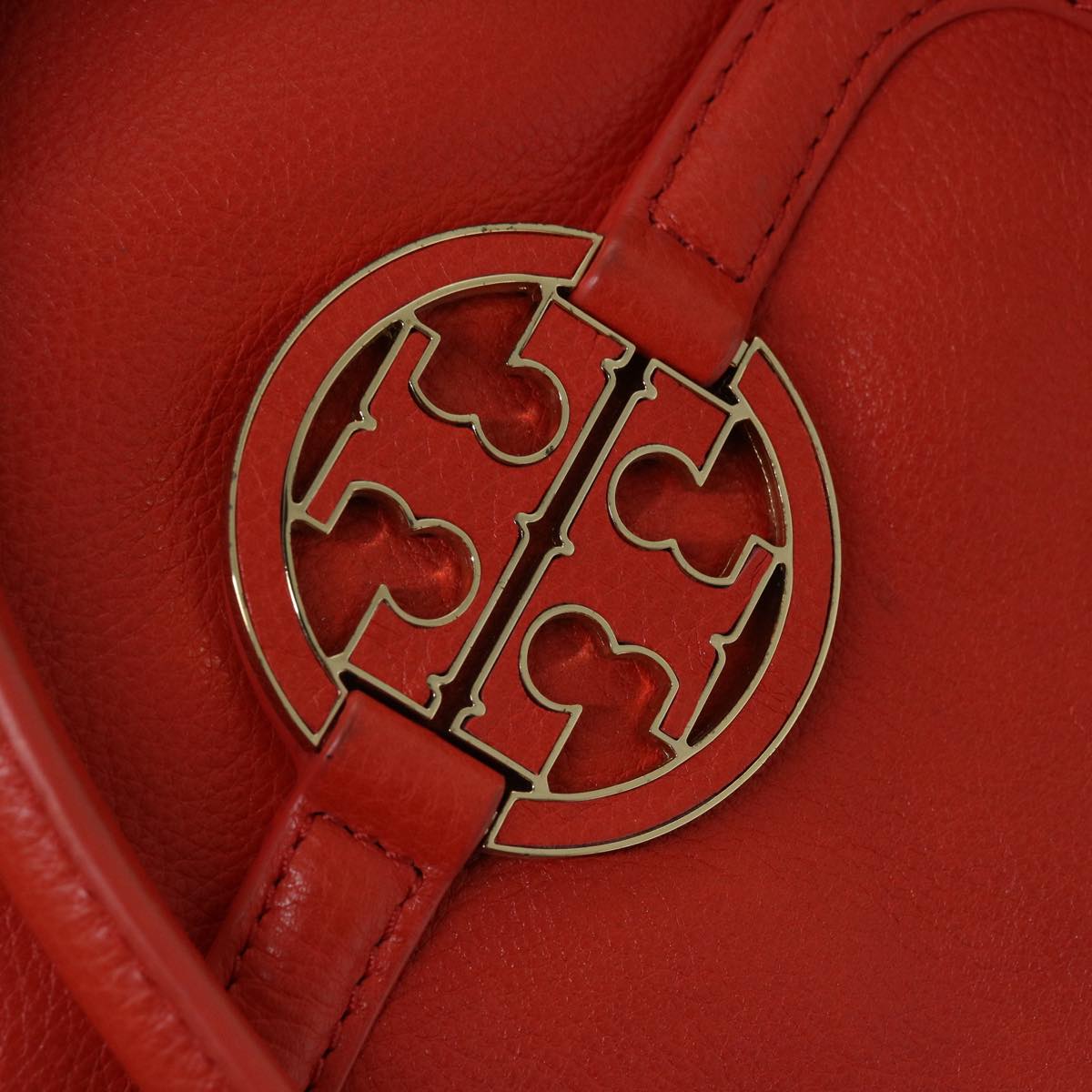 TORY BURCH Tote Bag Leather 2way Red Auth am5995