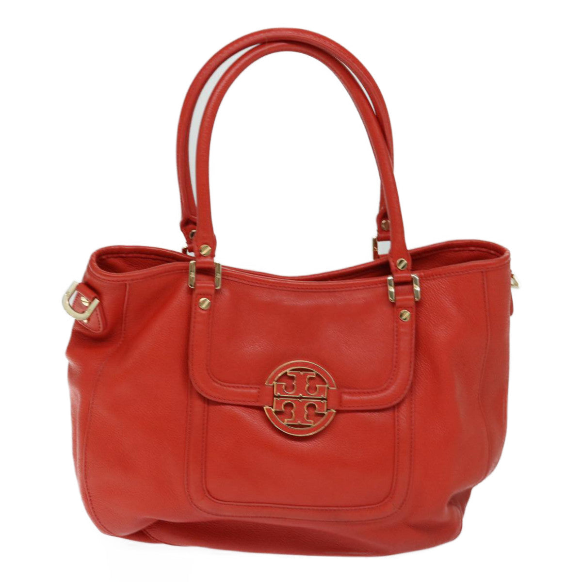 TORY BURCH Tote Bag Leather 2way Red Auth am5995 - 0