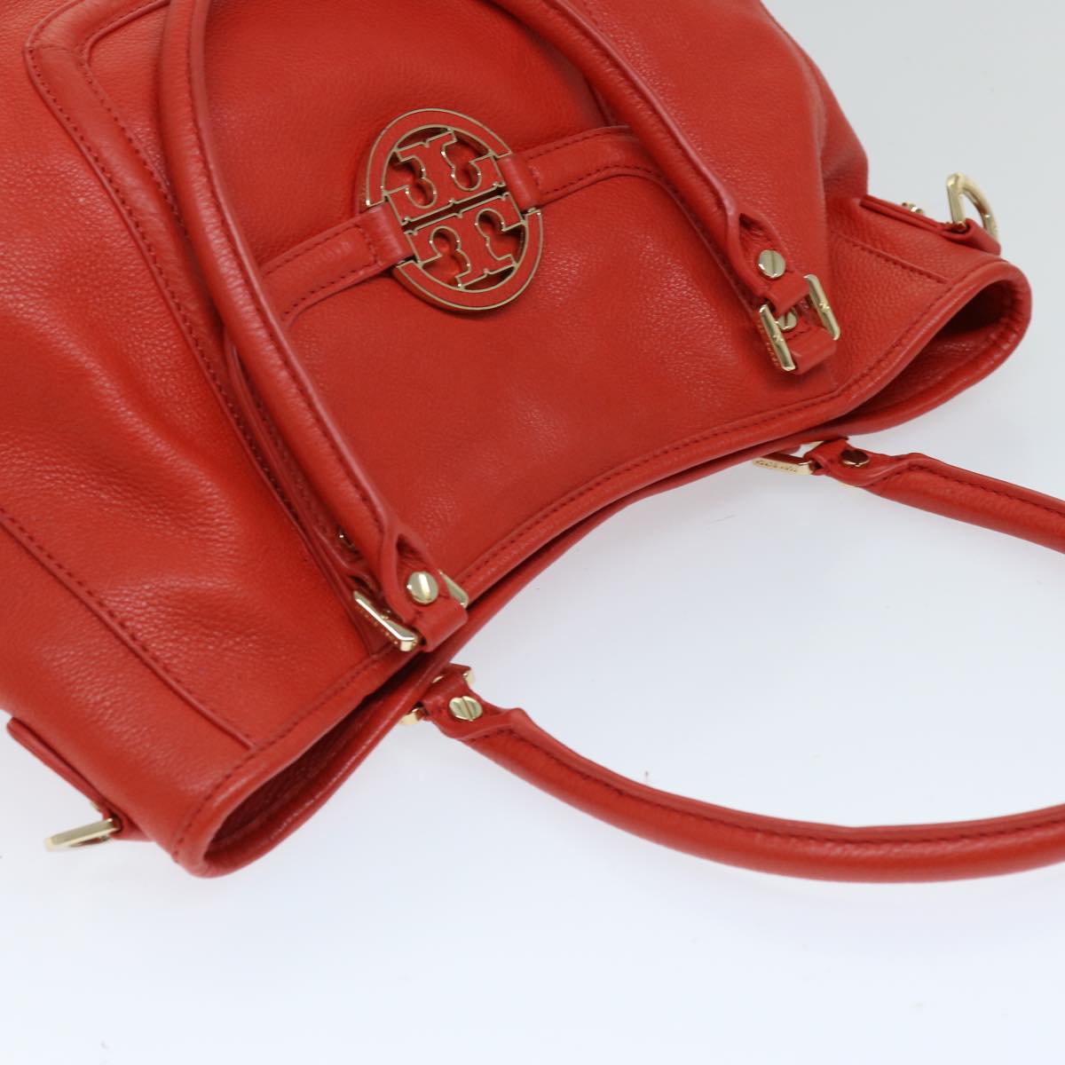 TORY BURCH Tote Bag Leather 2way Red Auth am5995