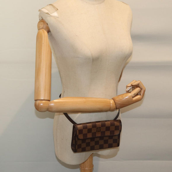 LOUIS VUITTON Damier Ebene Pochette Florentine Waist Bag N51856 LV Auth am6004