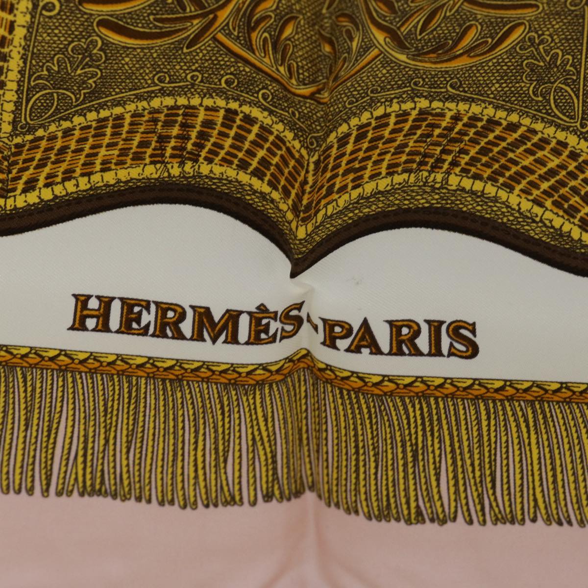 HERMES Carre 90 Porte Et Cauabrie Scarf Silk Pink Auth am6009