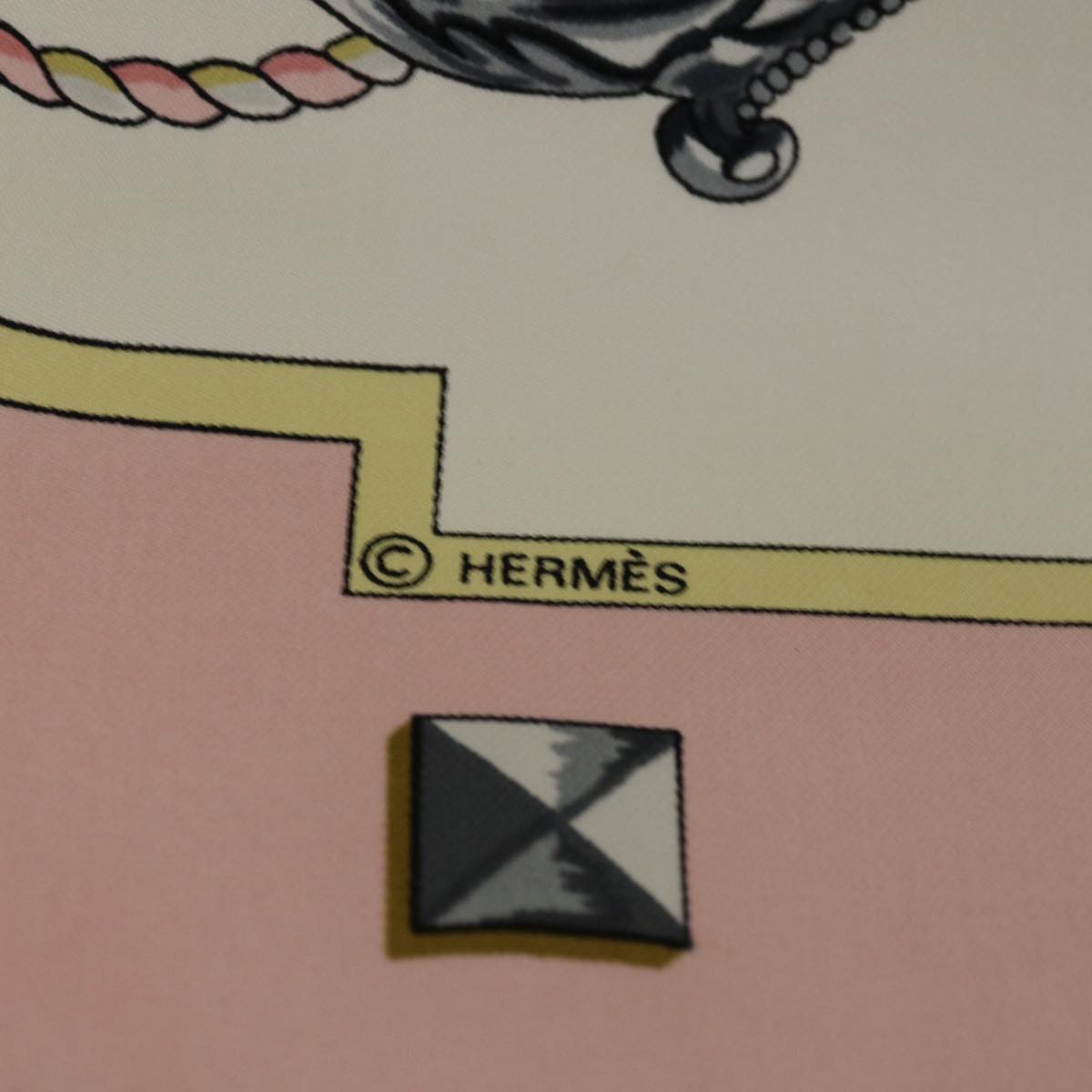 HERMES Carre 90 LES CLES Scarf Silk Pink Auth am6010