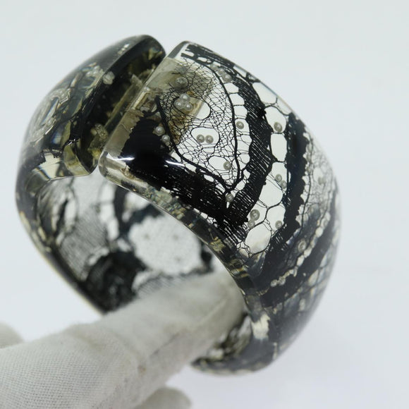 CHANEL COCO Mark Bracelet Black CC Auth am6015