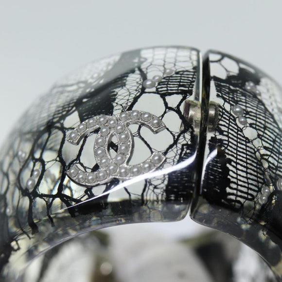 CHANEL COCO Mark Bracelet Black CC Auth am6015