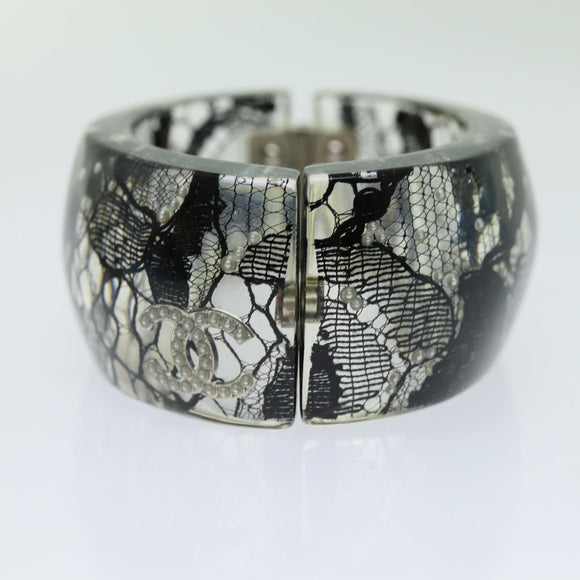 CHANEL COCO Mark Bracelet Black CC Auth am6015