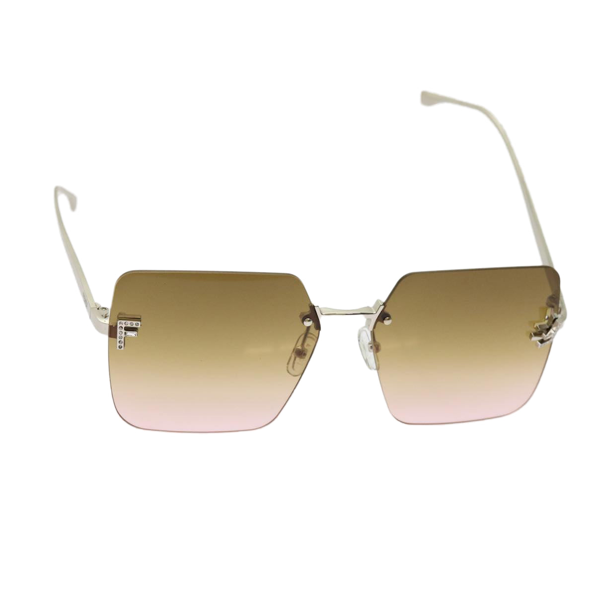 FENDI Sunglasses metal Brown Auth am6017