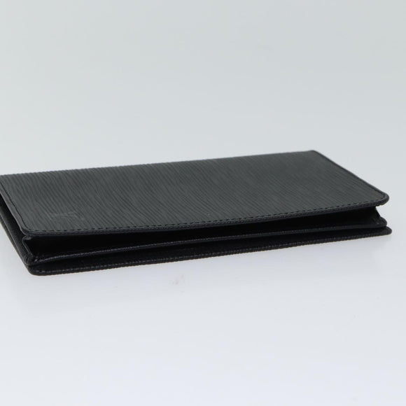 LOUIS VUITTON Epi Porte Cartes Credit Long Wallet Black M63212 LV Auth am6036V