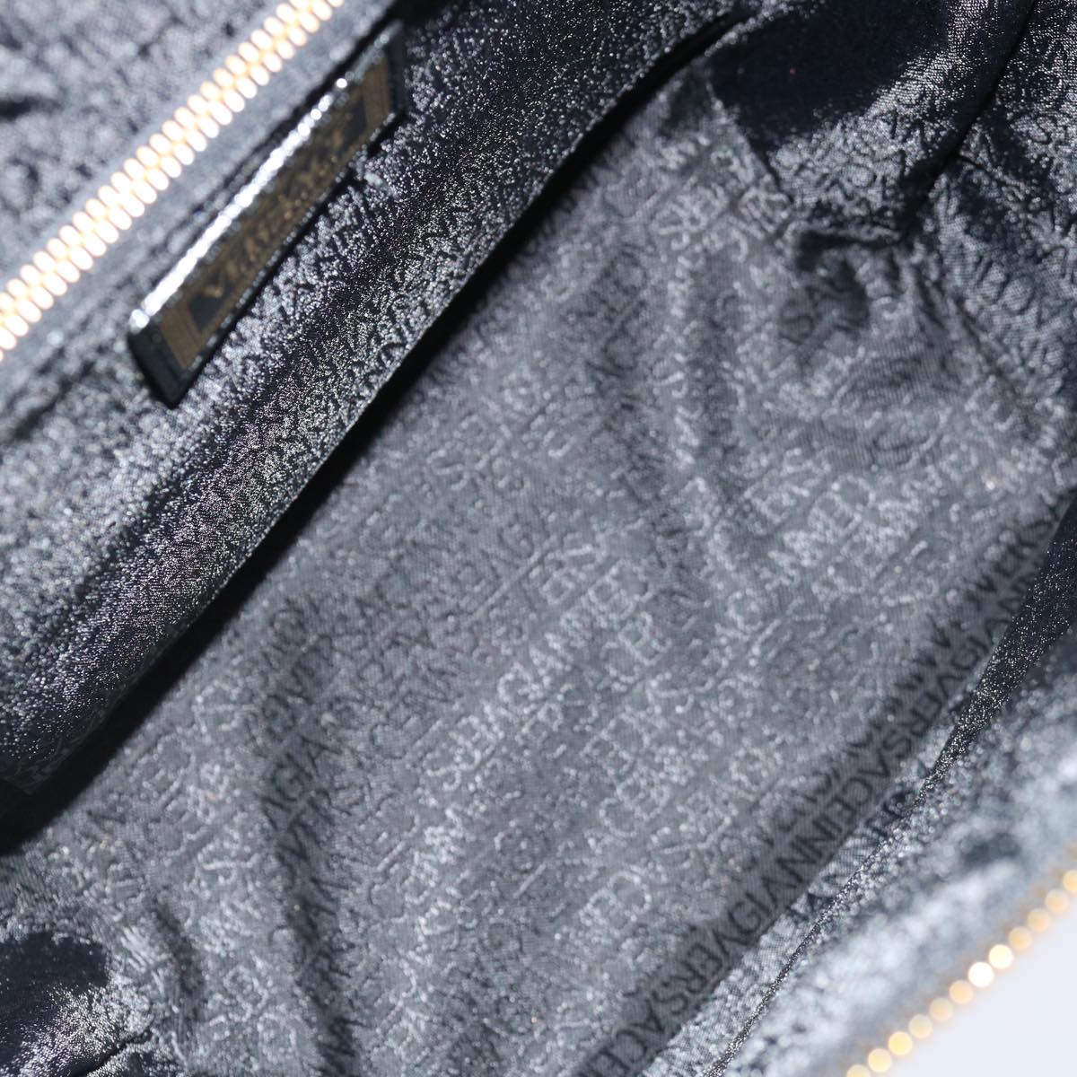 VERSACE Vanity Hand Bag Leather Black Auth am6048