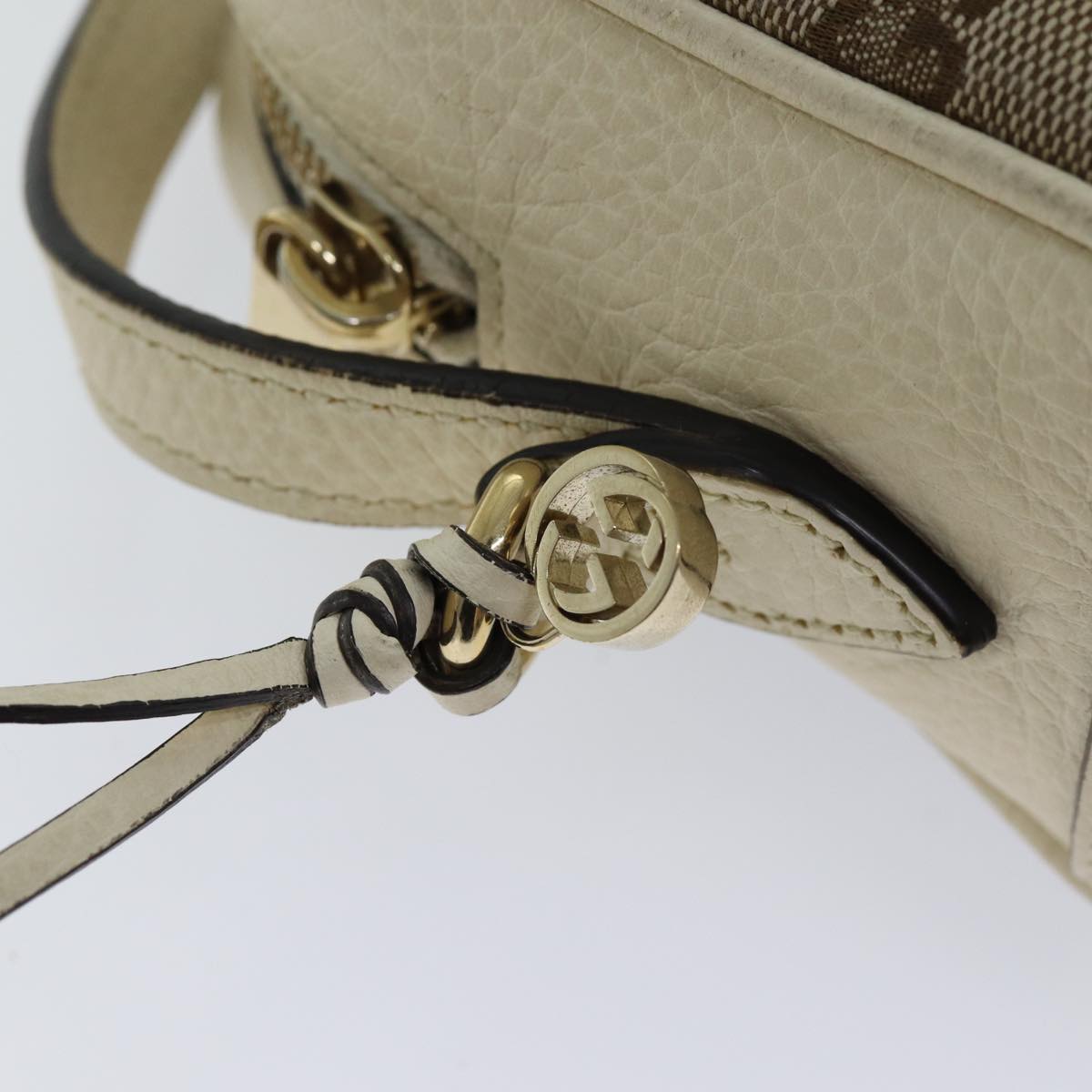 GUCCI GG Canvas Shoulder Bag Outlet Beige 449413 Auth am6051