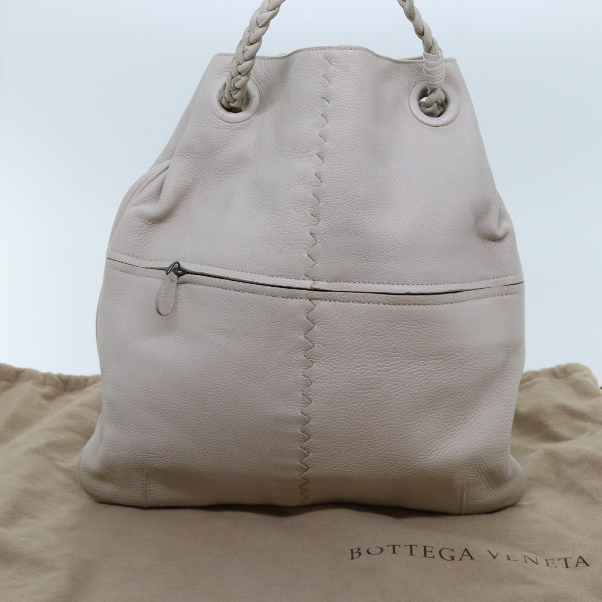 BOTTEGA VENETA INTRECCIATO Hand Bag Leather White 147716 Auth am6052