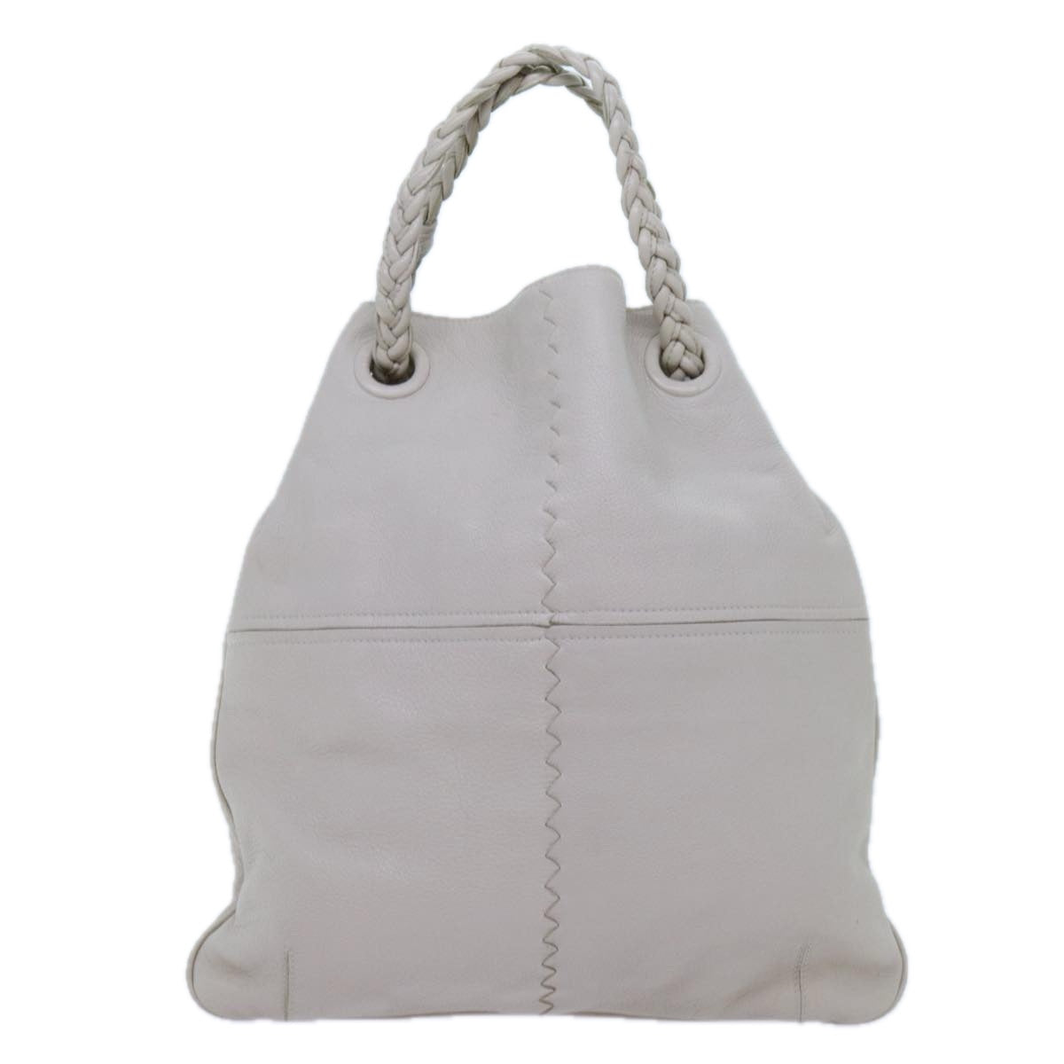 BOTTEGA VENETA INTRECCIATO Hand Bag Leather White 147716 Auth am6052