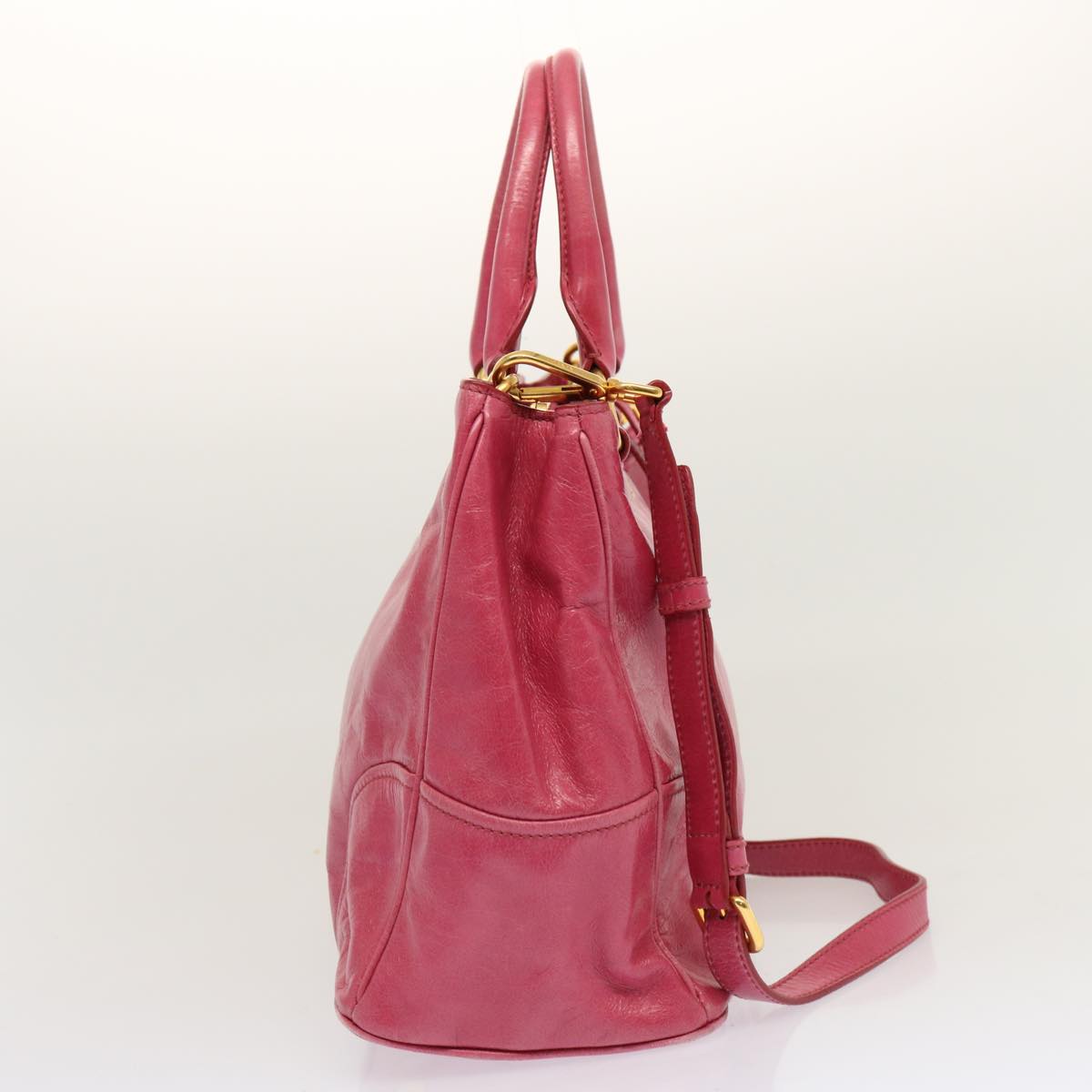 PRADA Hand Bag Leather 2way Pink Auth am6057