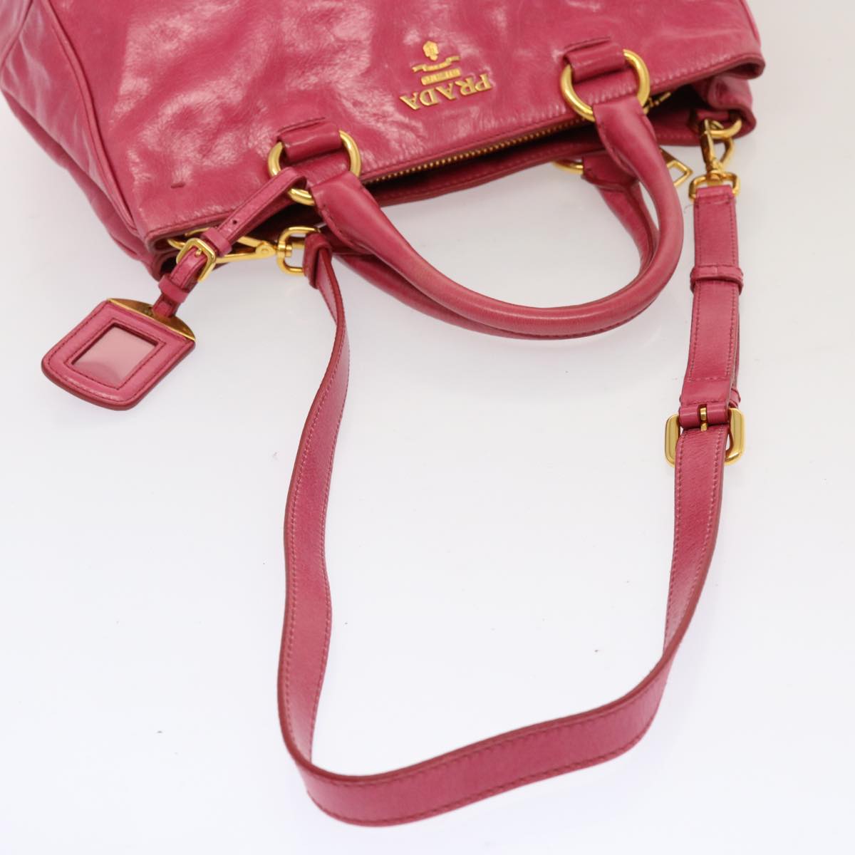PRADA Hand Bag Leather 2way Pink Auth am6057