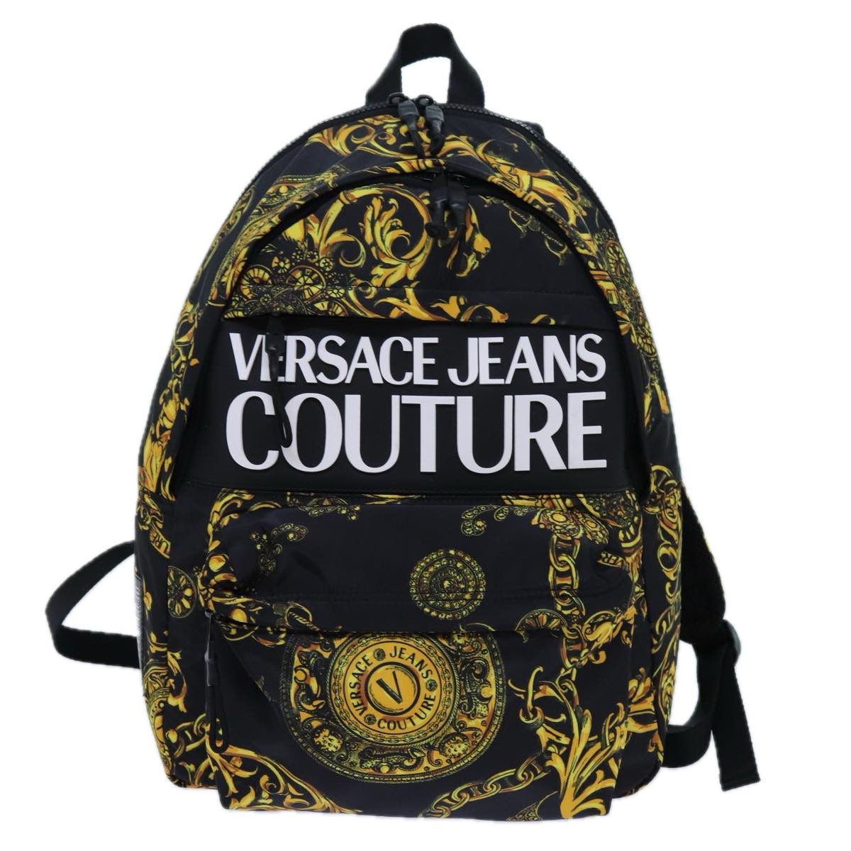 Gianni Versace Backpack Nylon Black Yellow Auth am6058