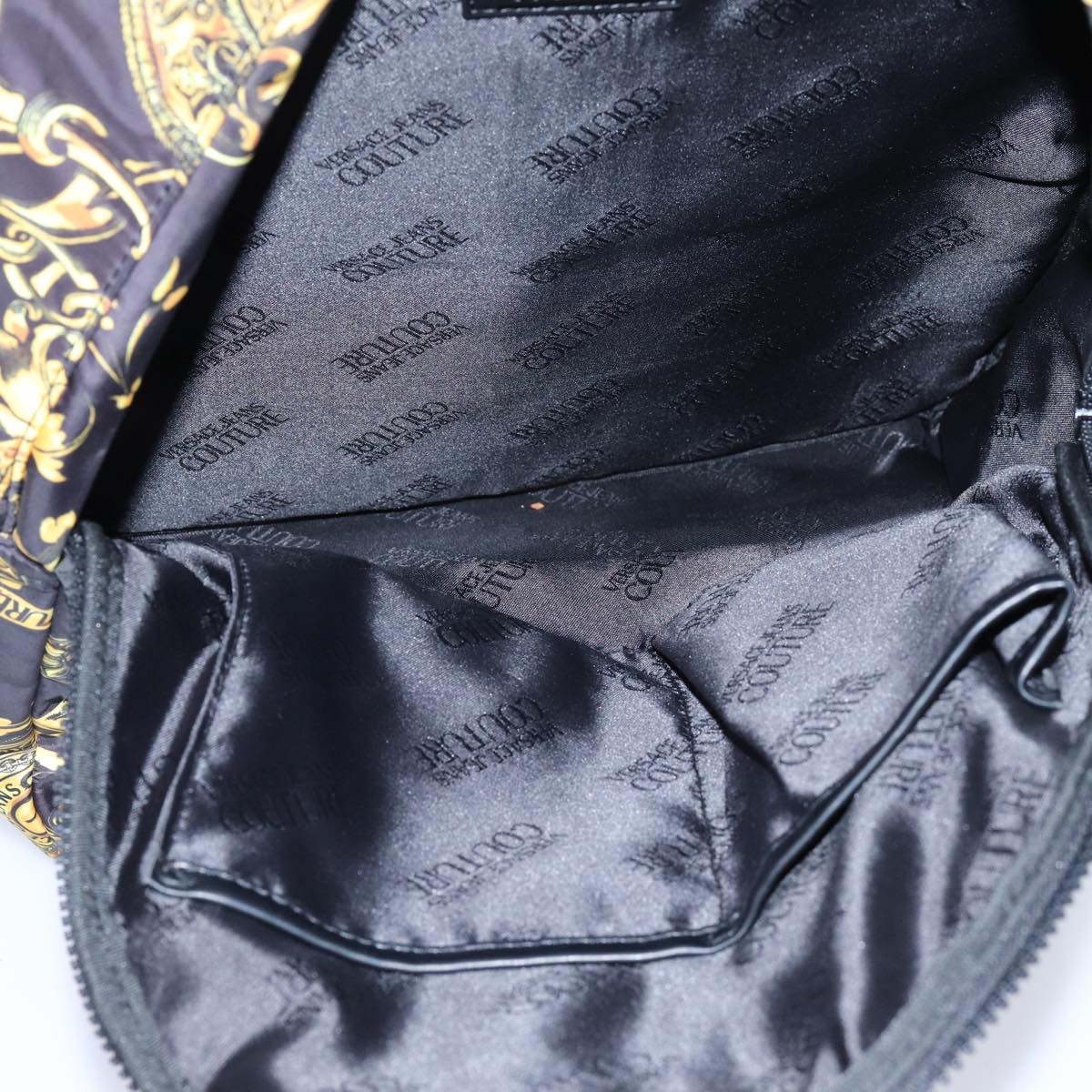 Gianni Versace Backpack Nylon Black Yellow Auth am6058