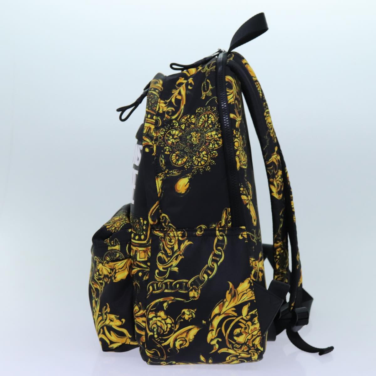 Gianni Versace Backpack Nylon Black Yellow Auth am6058