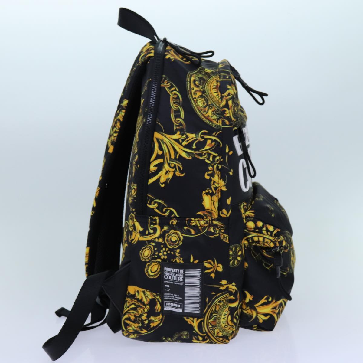 Gianni Versace Backpack Nylon Black Yellow Auth am6058