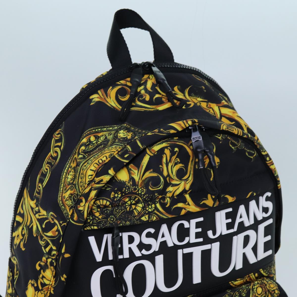 Gianni Versace Backpack Nylon Black Yellow Auth am6058