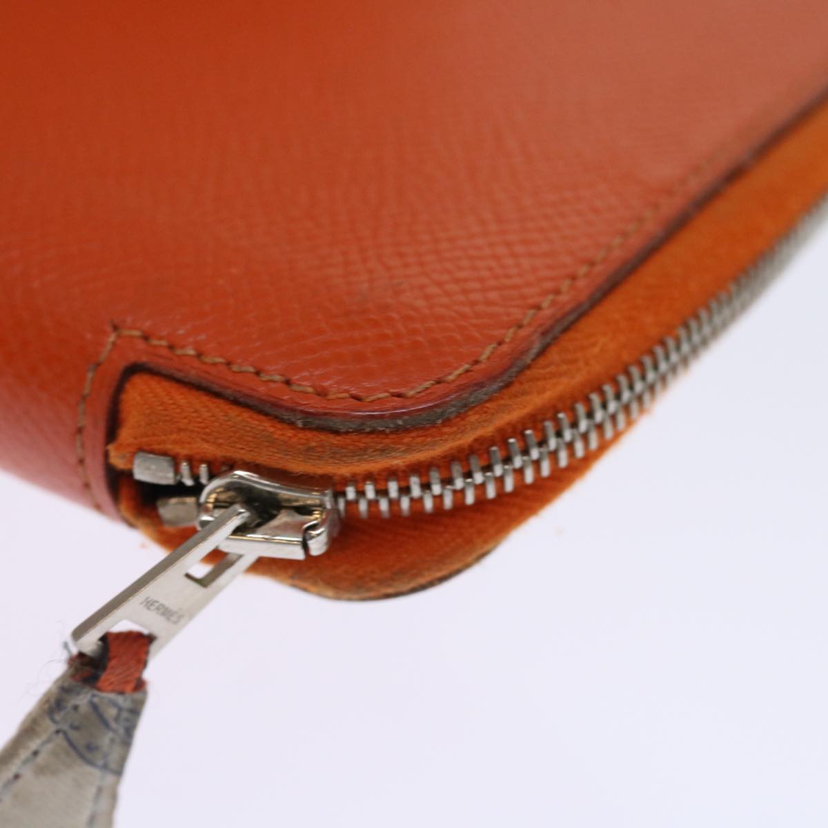 HERMES Agenda Zip Day Planner Cover Leather Orange Auth am6065