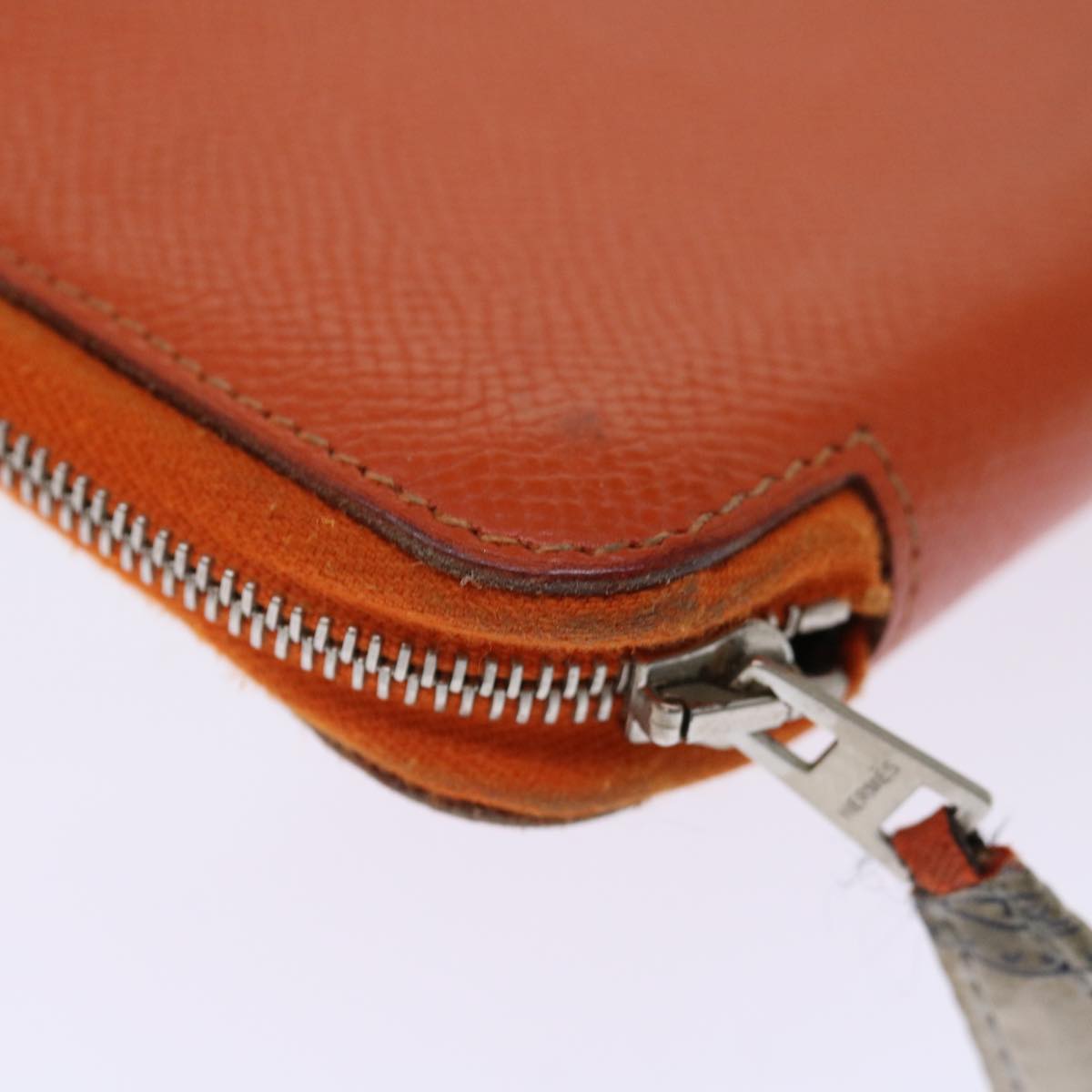 HERMES Agenda Zip Day Planner Cover Leather Orange Auth am6065