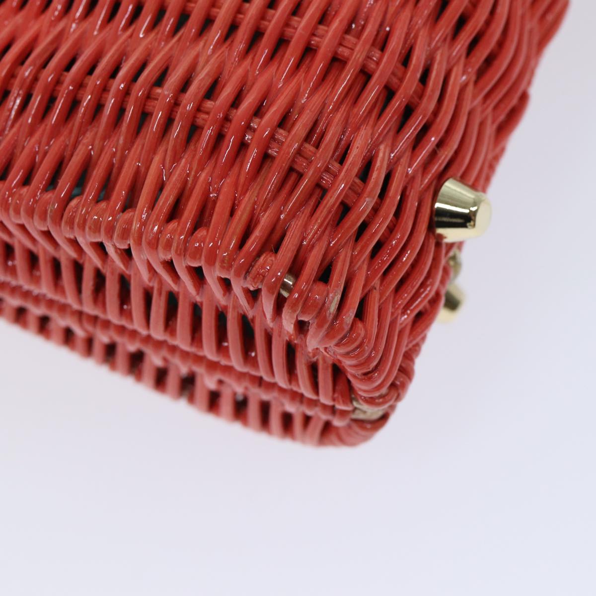 TIFFANY&Co. Chain Basket bag Shoulder Bag Wood Red Auth am6066