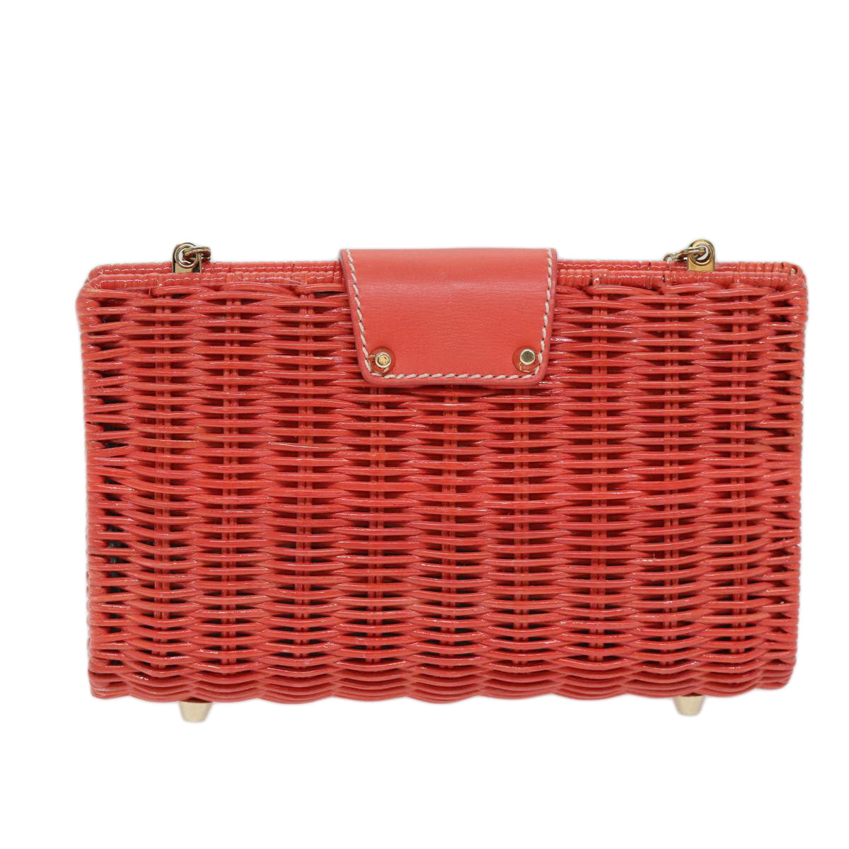 TIFFANY&Co. Chain Basket bag Shoulder Bag Wood Red Auth am6066 - 0